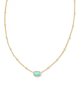 Mini Elisa Gold Satellite Short Pendant Necklace in Mint Magnesite