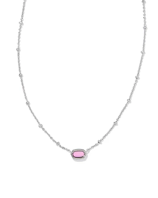 Mini Elisa Silver Satellite Short Pendant Necklace in Fuchsia Magnesite