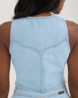 Wrangler® x Yellow Rose by Kendra Scott Tailored Denim Vest Prairie Wash