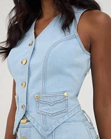 Wrangler® x Yellow Rose by Kendra Scott Tailored Denim Vest Prairie Wash