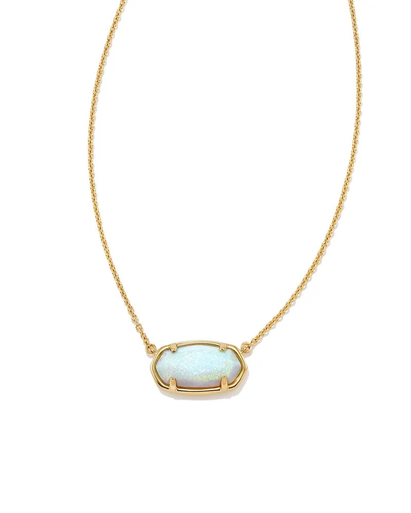 Elisa 18k Gold Vermeil Pendant Necklace in White Sterling Opal