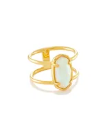 Elyse 18k Gold Vermeil Double Band Ring Pink Rhodochrosite