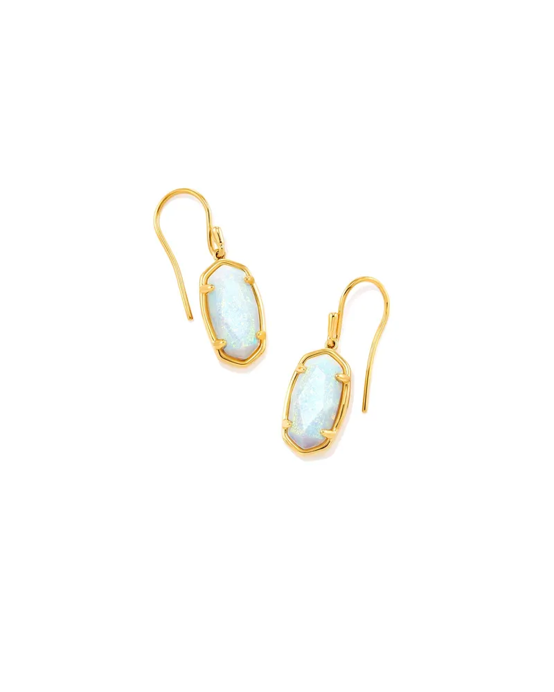 Lee 18k Gold Vermeil Drop Earrings in White Sterling Opal