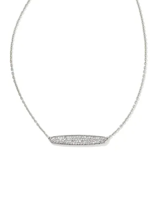 Mattie Sterling Silver Pave Pendant Necklace in White Diamond