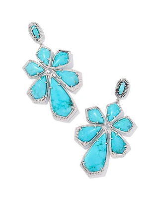 Layne Vintage Silver Statement Earrings in Variegated Turquoise Magnesite