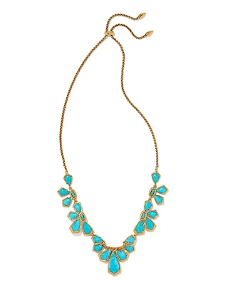 Layne Vintage Gold Statement Necklace in Variegated Turquoise Magnesite