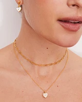 Adalynn 18k Gold Vermeil Heart Drop Earrings in Ivory Mother-of-Pearl