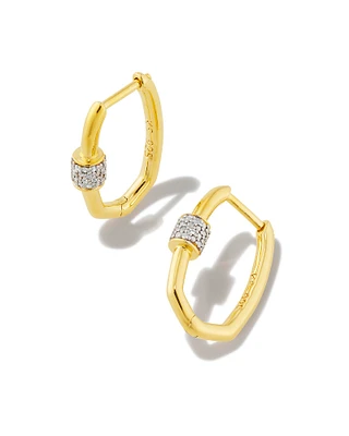 Bristol 18k Gold Vermeil Huggie Earrings in White Sapphire