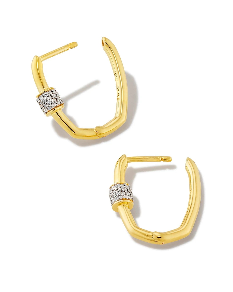 Bristol 18k Gold Vermeil Huggie Earrings in White Sapphire