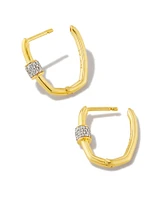 Bristol 18k Gold Vermeil Huggie Earrings in White Sapphire