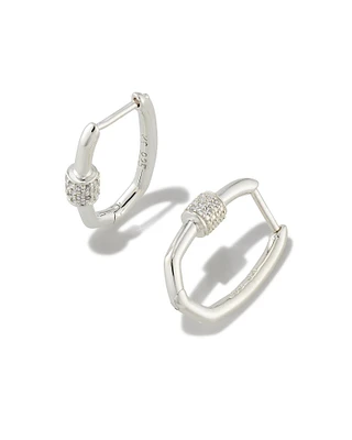 Bristol Sterling Silver Huggie Earrings in White Sapphire