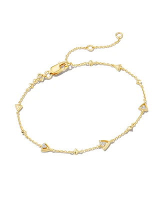 Spencer 18k Gold Vermeil Delicate Chain Bracelet in White Topaz