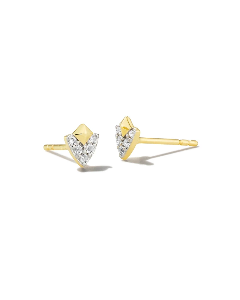 Spencer 18k Gold Vermeil Stud Earrings in White Topaz