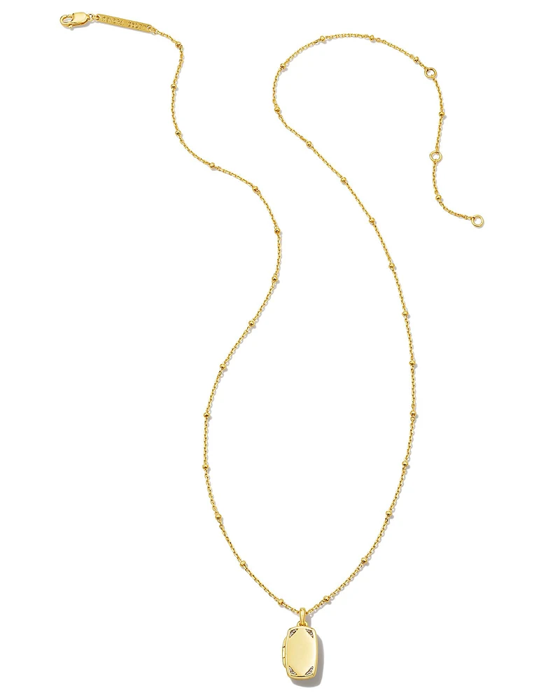 Tinsley 18k Gold Vermeil Tiny Locket Necklace in White Topaz
