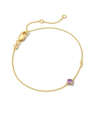 Maisie 18k Gold Vermeil Delicate Chain Bracelet in Amethyst