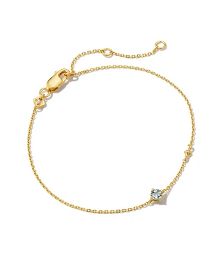 Maisie 18k Gold Vermeil Delicate Chain Bracelet in Aquamarine