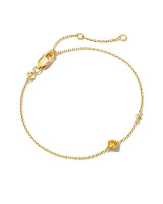 Maisie 18k Gold Vermeil Delicate Chain Bracelet in Orange Citrine