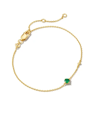 Maisie 18k Gold Vermeil Delicate Chain Bracelet in Green Onyx