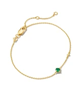 Maisie 18k Gold Vermeil Delicate Chain Bracelet in Green Onyx