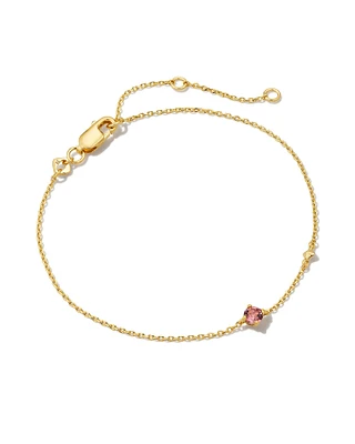 Maisie 18k Gold Vermeil Delicate Chain Bracelet in Pink Tourmaline