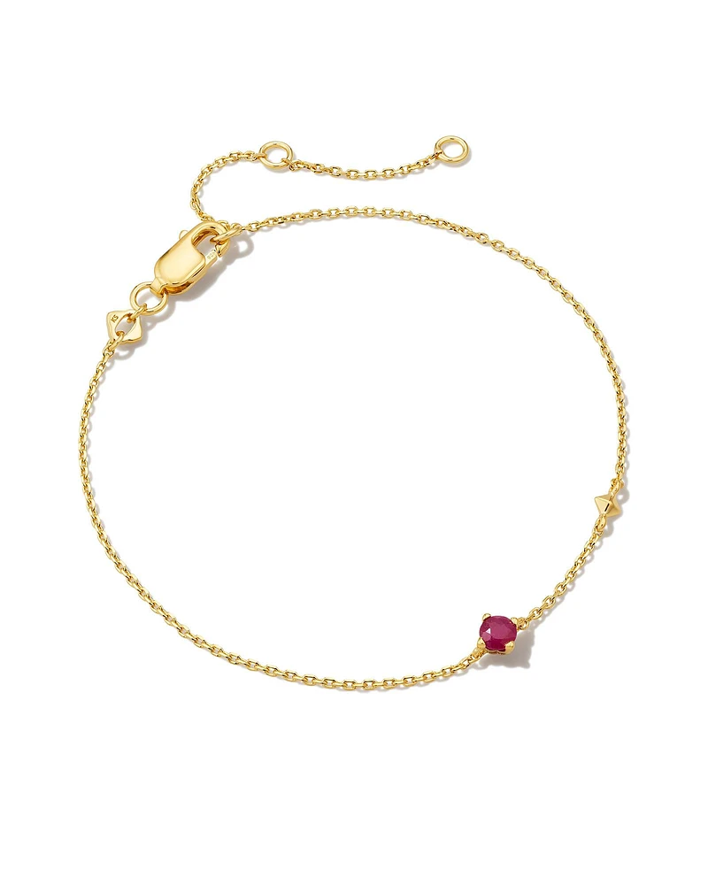 Maisie 18k Gold Vermeil Delicate Chain Bracelet in Ruby