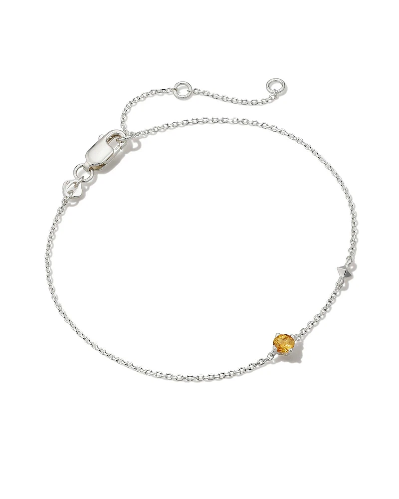 Maisie Sterling Silver Delicate Chain Bracelet in Orange Citrine