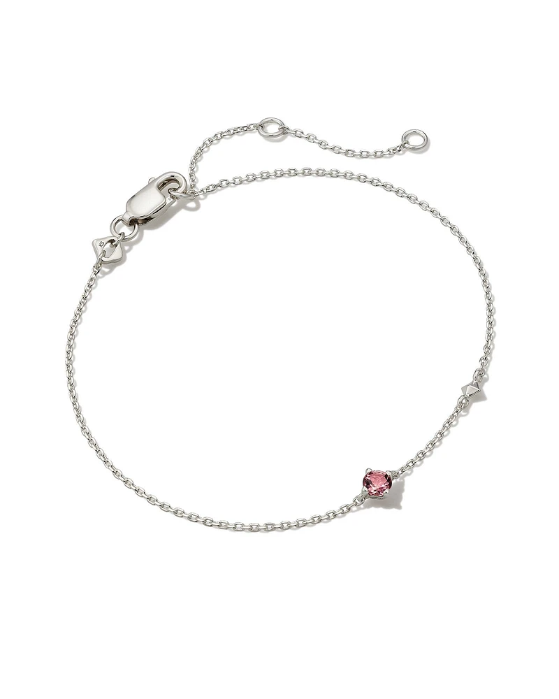 Maisie Sterling Silver Delicate Chain Bracelet in Pink Tourmaline