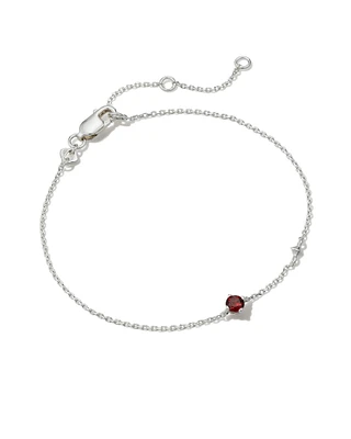 Maisie Sterling Silver Delicate Chain Bracelet in Red Garnet