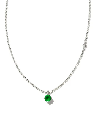 Maisie Sterling Silver Pendant Necklace in Green Onyx