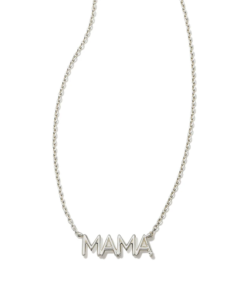 Mama Sterling Silver Sparkle Pendant Necklace in White Topaz