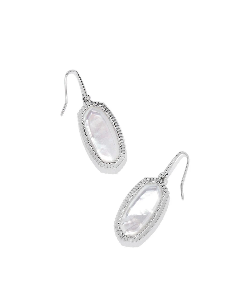 Dani Silver Ridge Frame Drop Earrings in Ivory Mother-of-Pearl