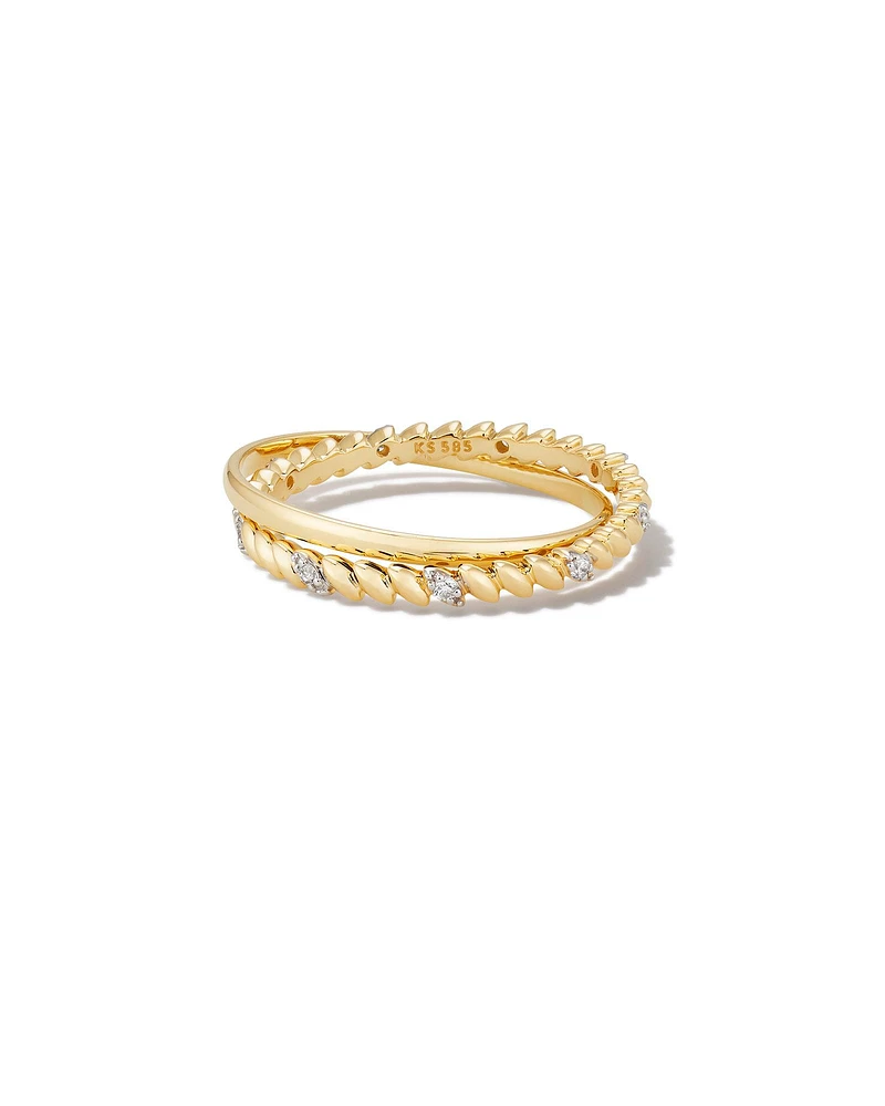 Tyler 14k Yellow Gold Double Band Ring White Diamond