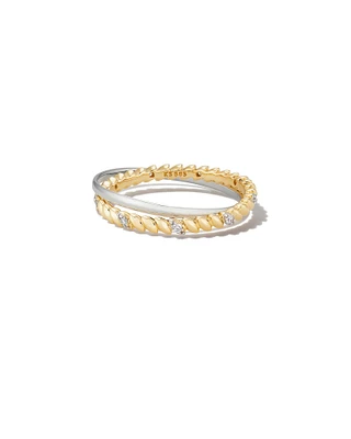 Tyler 14k Yellow Gold Double Band Ring White Diamond