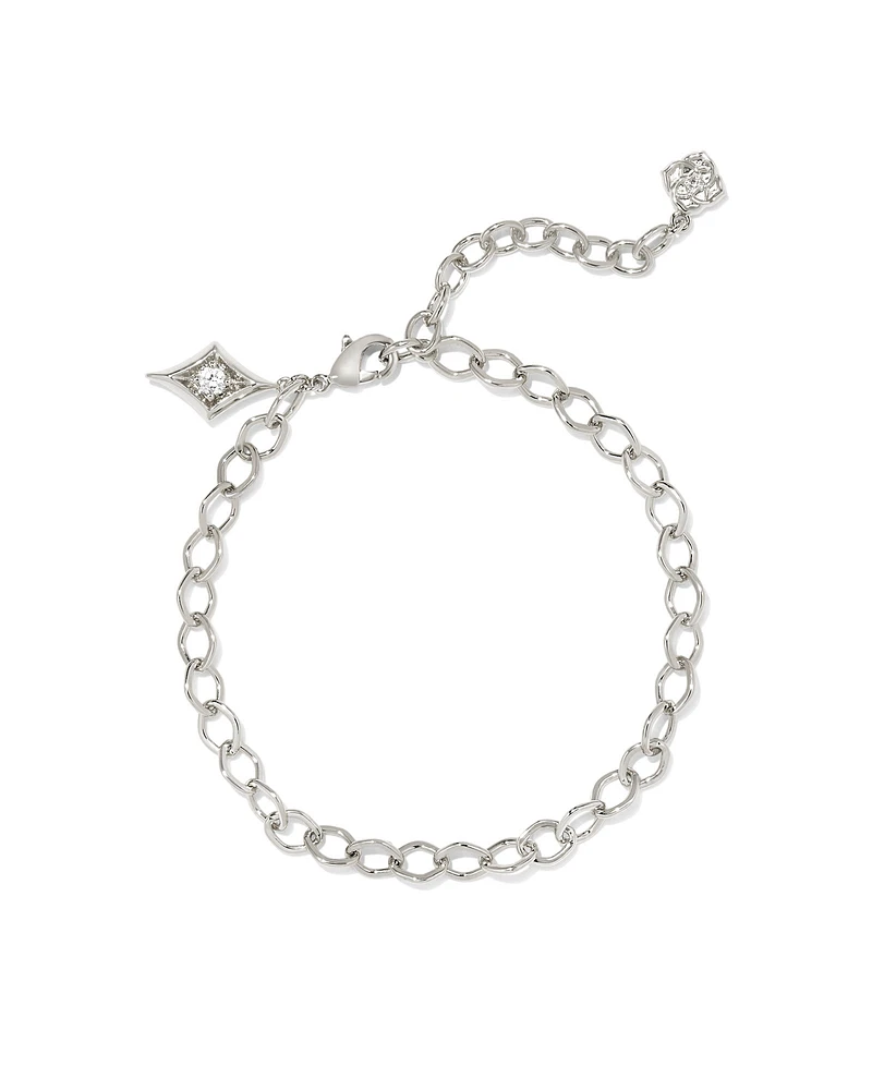 Kit Silver Chain Bracelet in White Crystal