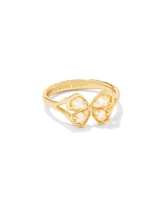 Mae Gold Butterfly Cocktail Ring Azalea Pink Mix