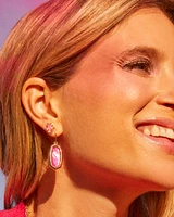 Framed Gold Tessa Stud Earrings in Luster Rose Pink Kyocera Opal