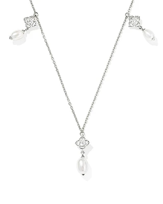 0.21 ct Lab Grown Diamond Dira 14k White Gold Pearl Strand Necklace
