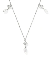 0.21 ct Lab Grown Diamond Dira 14k White Gold Pearl Strand Necklace