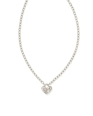Mom Heart Padlock Sterling Silver Pendant Necklace in White Sapphire