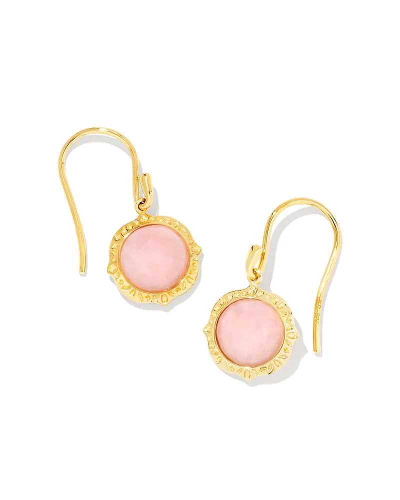 Sage 18k Gold Vermeil Drop Earrings in Pink Opal