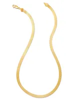 Wide Herringbone Chain Necklace in 18k Gold Vermeil