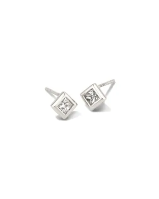 Michelle 14k Gold Stud Earrings in White Diamond