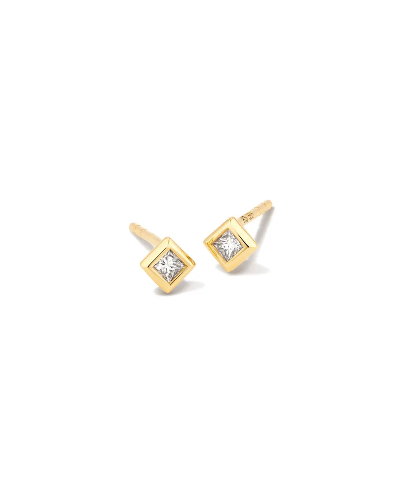 Michelle 14k Gold Stud Earrings White Diamond