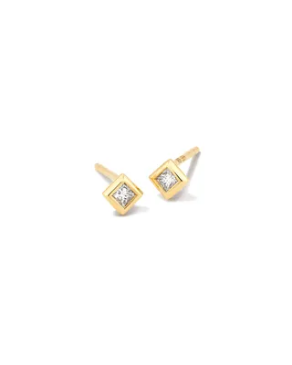 Michelle 14k Gold Stud Earrings in White Diamond