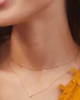 Michelle 14k Gold Pendant Necklace in White Diamond