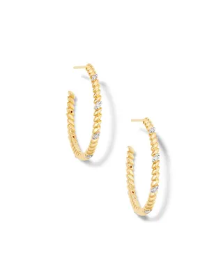 Tyler 14k Gold Hoop Earrings in White Diamond
