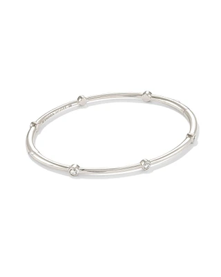 Audrey 14k White Gold Bangle Bracelet Diamonds