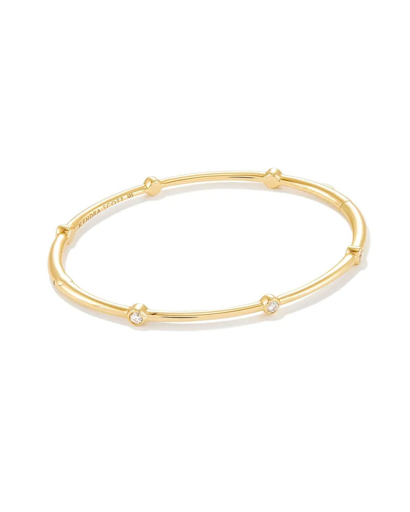 Astrid 14k Yellow Gold Split Hoop Earrings in White Diamond | Kendra Scott