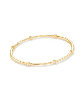 Audrey 14k Yellow Gold Bangle Bracelet White Diamonds