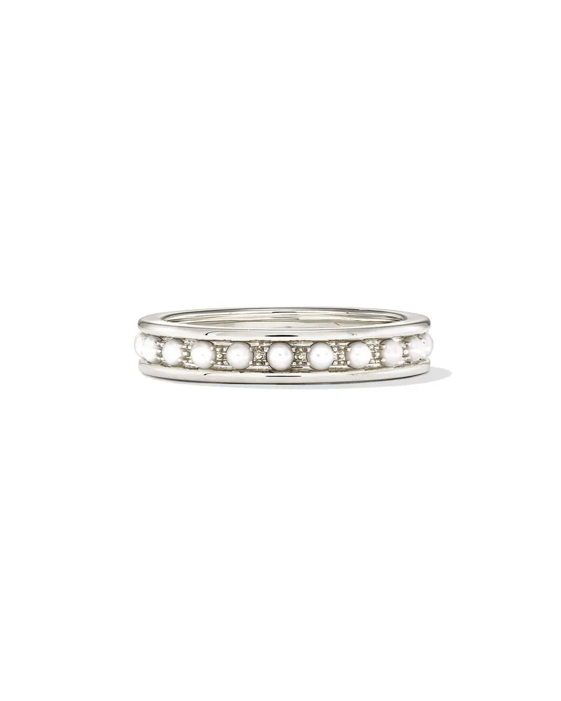 Drew 14k White Gold Band Ring Freshwater Cultured Pearl